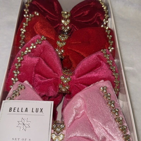 Bella Luxe velvet bling bow set of eight tree clips 🎀🎀💎 - Picture 3 of 4